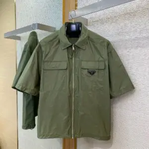 PRADA Gabardine Zip-Up Shirt Jacket