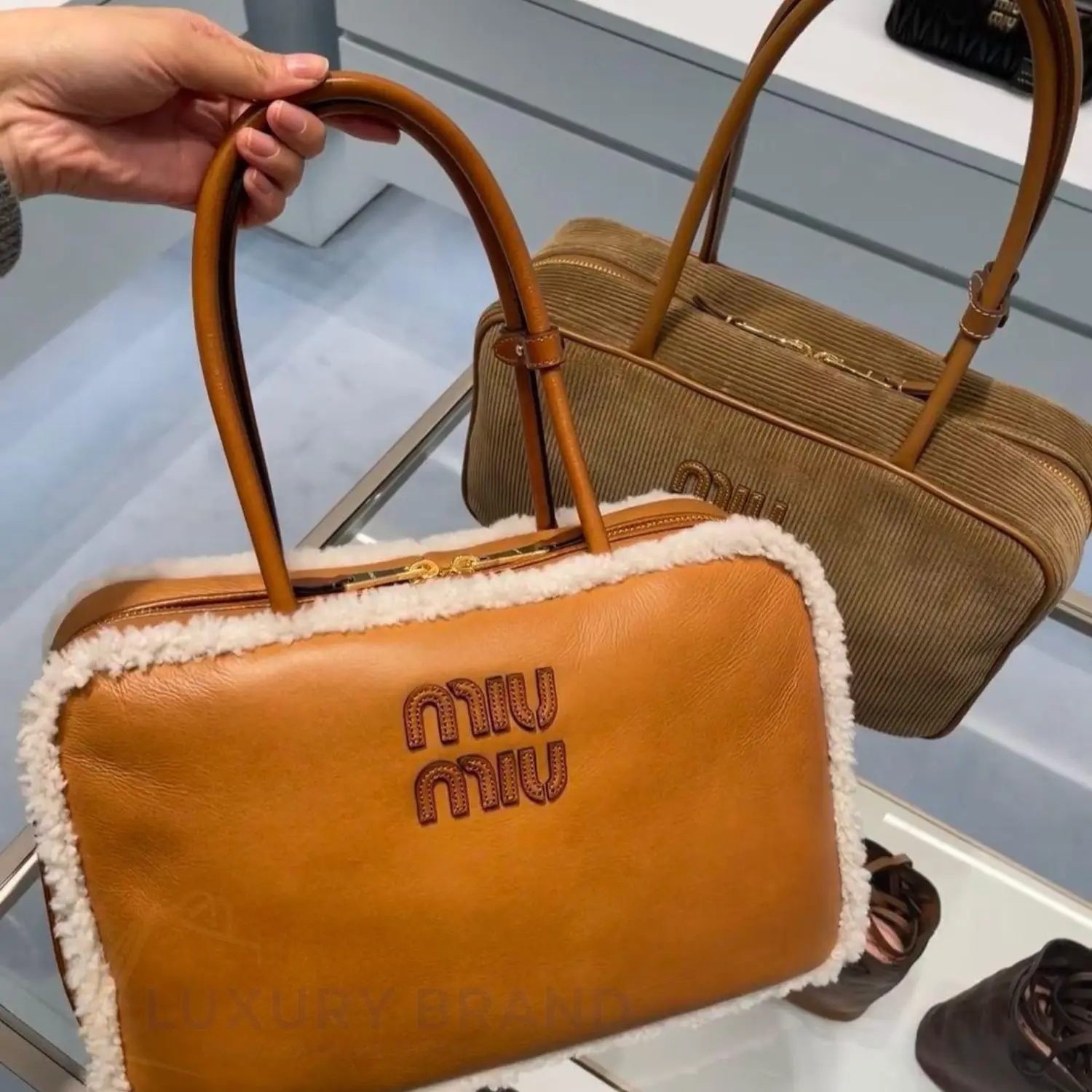 MIU MIU Tartan Check Top Handle Bag MIU MIU Tartan Check Top Handle Bag