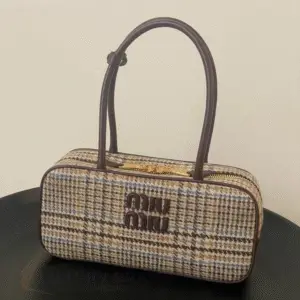 MIU MIU Tartan Check Top Handle Bag
