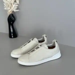 ZEGNA Leather Low-Top Slip-On Sneakers