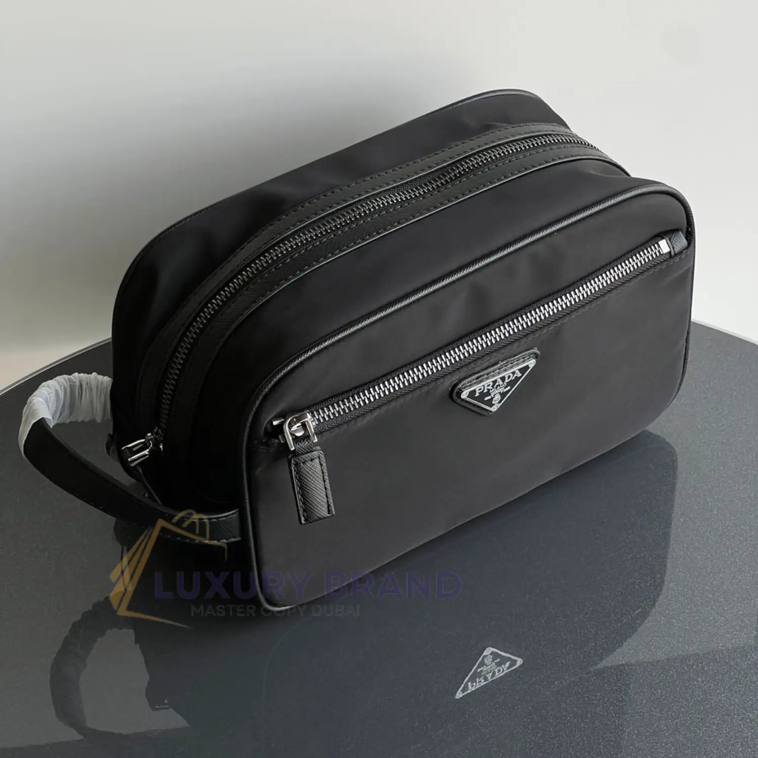 PRADA Re-Nylon & Saffiano Leather Travel Pouch PRADA Re-Nylon & Saffiano Leather Travel Pouch
