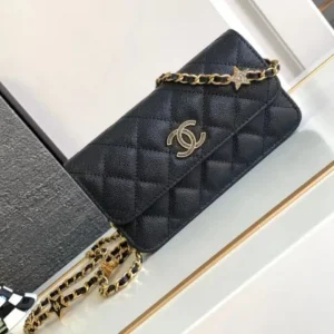 Design 23S Wallet on Chain WOC in Black Caviar and GHW - Dubai Fashion LUX