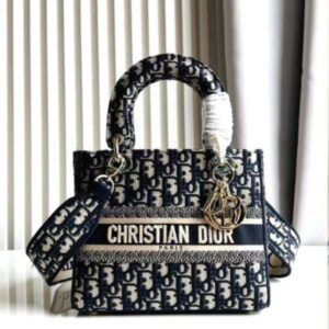 Design Canvas D-Constellation Embroidered Medium Lady D-Lite Latte Multicolor - Dubai Fashion LUX