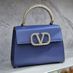 Design Dark Blue Leather VSling Small Top Handle Bag - Dubai Fashion LUX