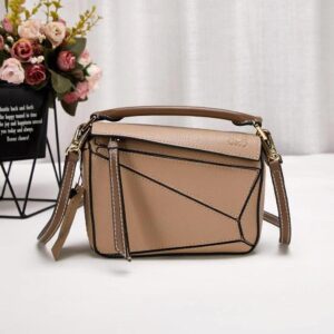 Design Grained Calfskin Small Puzzle Bag Tan - Dubai Fashion LUX