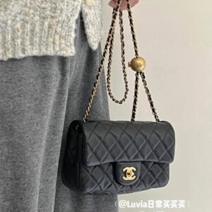 Design Lambskin Quilted Mini Rectangular Flap Black - Dubai Fashion LUX