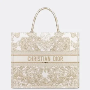Design LARGE BOOK TOTE Gold-Tone and White Butterfly - Dubai Fashion LUX