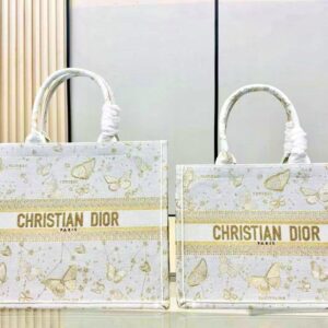 Design large BOOK TOTE Gold-Tone and White Butterfly Zodiac Embroidery - Dubai Fashion LUX