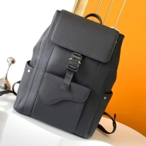 Design Men Motion Backpack Black Oblique Mirage Technical Fabric and Grained Calfskin - Dubai Fashion LUX