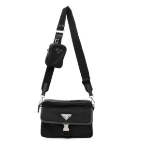 Design Re-Nylon Saffiano Shoulder Bag Black - Dubai Fashion LUX