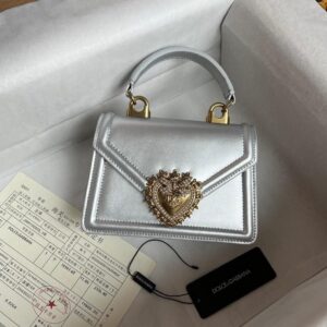 Design Silver Leather Small Devotion Top Handle Bag