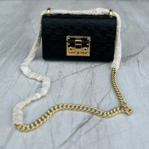 Design Small Padlock Shoulder Bag Black - Dubai Fashion LUX