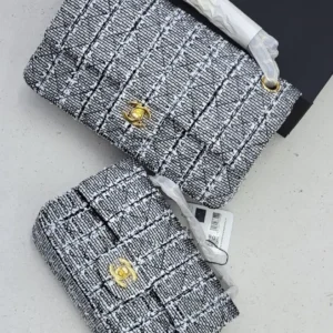 Design Tweed Quilted Mini Top Handle Rectangular Flap Dark - Dubai Fashion LUX