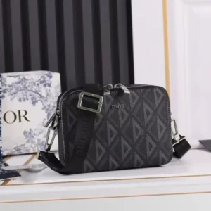 Design Unisex CD Messenger Pouch Black CD Diamond Canvas - Dubai Fashion LUX