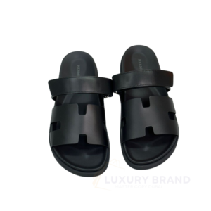 HERMES Chypre Black Sandals – Luxury Leather Slide Sandals