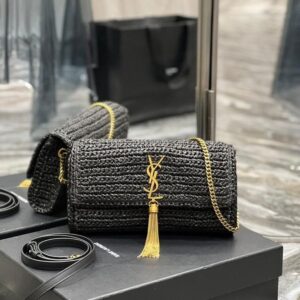 Saint Laurent Raffia Crossbody Bag – YSL Luxury Bohemian Handbag