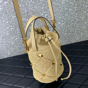 VALENTINO GARAVANI Roman Stud Bucket Bag – Luxury Leather & Gold Studs