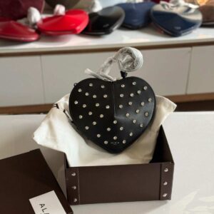 Buy Alaia Le Coeur Black Calfskin Studded Shoulder Bag