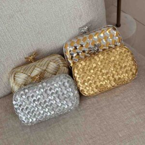 Buy Bottega Veneta Knot Clutch Minaudiere Metallic Leather |Bags Dubai - Luxury Master Copy Dubai