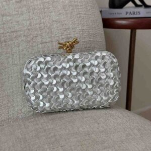 Buy Bottega Veneta Knot Clutch Minaudiere Metallic Leather |Bags Dubai - Luxury Master Copy Dubai
