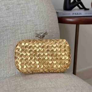 Buy Bottega Veneta Knot Clutch Minaudiere Metallic Leather |Bags Dubai - Luxury Master Copy Dubai
