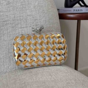 Buy Bottega Veneta Knot Clutch Minaudiere Metallic Leather |Bags Dubai - Luxury Master Copy Dubai