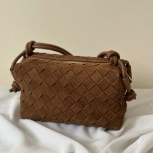Buy Bottega Veneta Loop Camera Mini Brown Suede Intrecciato