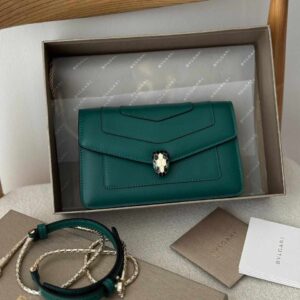 Buy Bvlgari Emerald Green Leather Serpenti Forever Small Bag