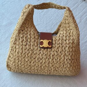 Buy Celine Cabas Triangle Bag Natural Raffia and Tan | Dubai Luxury Items