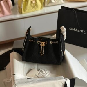 Buy Chanel 25 Mini Black Quilted Suede Calfskin Hobo Bag