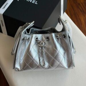 Buy Chanel 25 Small Hobo Bag Silver Metallic Caviar Leather