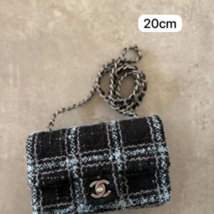 Buy Chanel Flap Bag Wool Tweed Blue Black Stripe | Bags Dubai - Luxury Master Copy Dubai