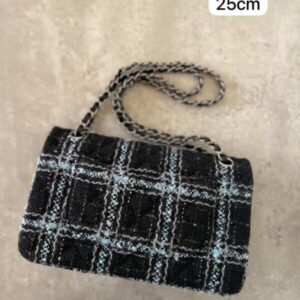 Buy Chanel Flap Bag Wool Tweed Blue Black Stripe | Bags Dubai - Luxury Master Copy Dubai