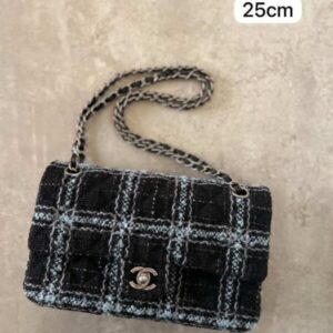Buy Chanel Flap Bag Wool Tweed Blue Black Stripe | Bags Dubai - Luxury Master Copy Dubai