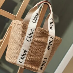 Buy Chloe Large Woody Natural and White Fibers Basket Bag