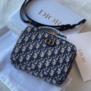 Buy Dior 30 Montaigne Box Bag Top Handle Blue Oblique | Dubai Luxury Items