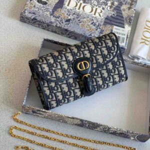 Buy Dior Bobby East-West Pouch Blue Oblique Jacquard | Dubai Luxury Items