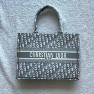 Buy Dior Book Tote Medium Ecru and Grey Oblique | Dubai Luxury Items