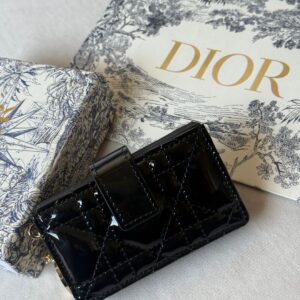 Buy Dior Lady Dior Card Holder Jasmine Black Patent | Dubai Luxury Items