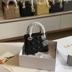 Buy Dior Lady Dior Mini Black Lambskin Bag | Dubai Luxury items