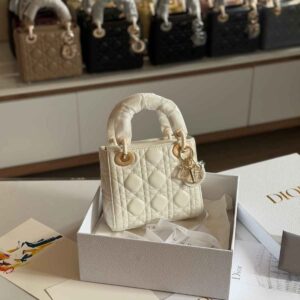 Buy Dior Lady Dior Mini Cream Lambskin Bag | Dubai Luxury Items