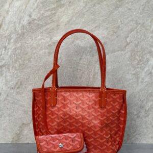 Buy Goyard Anjou Mini Tote Bag Orange Canvas Leather