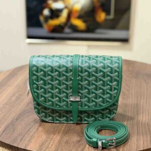 Buy Goyard Belvedere PM Bag Green Canvas Calfskin