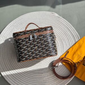 Buy Goyard Muse Vanity Case Mini Black Tan Goyardine Canvas
