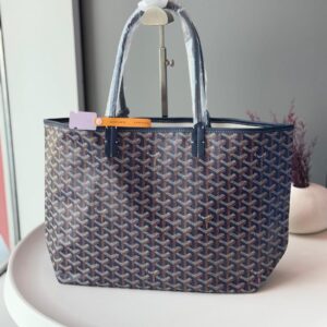 Buy Goyard Saint Louis PM Tote Navy Blue Chevron Canvas Bag