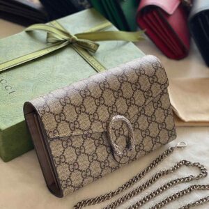 Buy Gucci Dionysus Wallet On Chain Beige GG Canvas