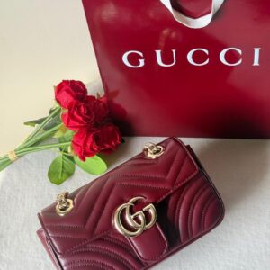 Buy Gucci GG Marmont Small Burgundy Shoulder Bag