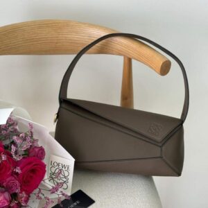 Buy Loewe Mini Puzzle Dark brown Calfskin Edge Hobo Bag