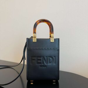 Buy Now VIP grade Fendi Black Leather Mini Shopper Tote Bag