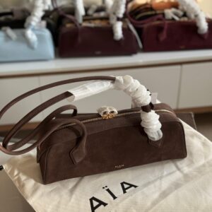 Buy Premium Alaia Le Teckel Suede Dark Brown Medium Bag